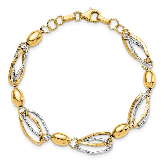 14KT Two-tone Polished and D/C Bracelet