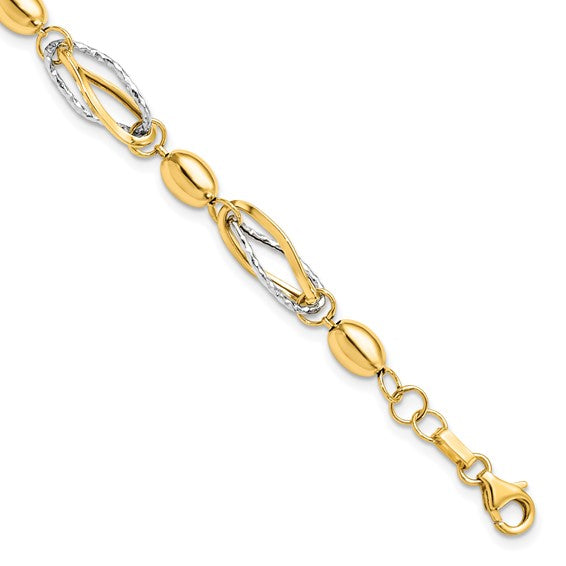 14KT Two-tone Polished and D/C Bracelet