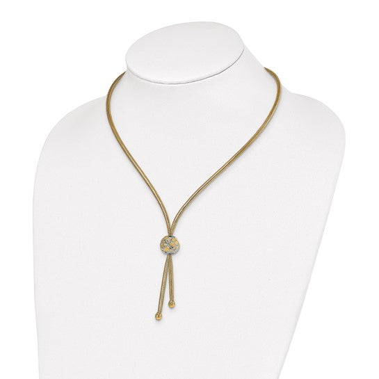 14KT Yellow Gold & White Rhodium Polished D/C Mesh Necklace