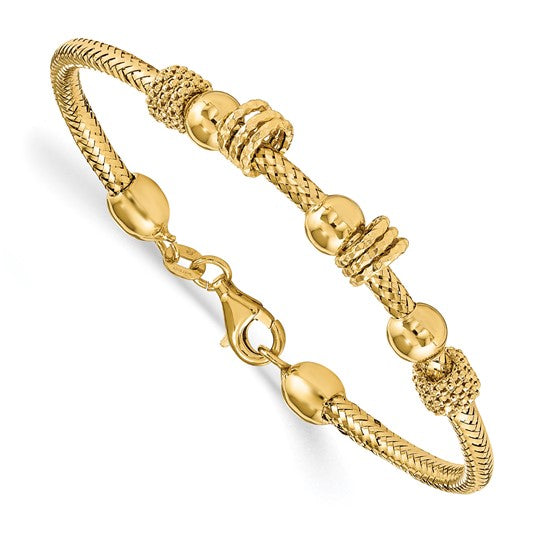 14KT Yellow Gold Polished and Textured Bracelet