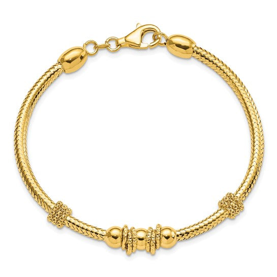 14KT Yellow Gold Polished and Textured Bracelet