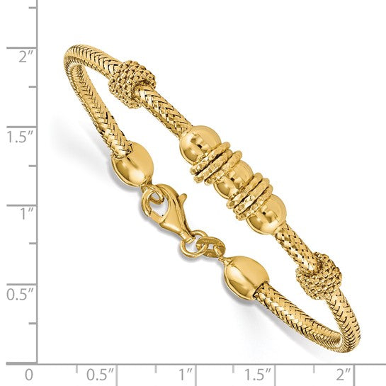 14KT Yellow Gold Polished and Textured Bracelet