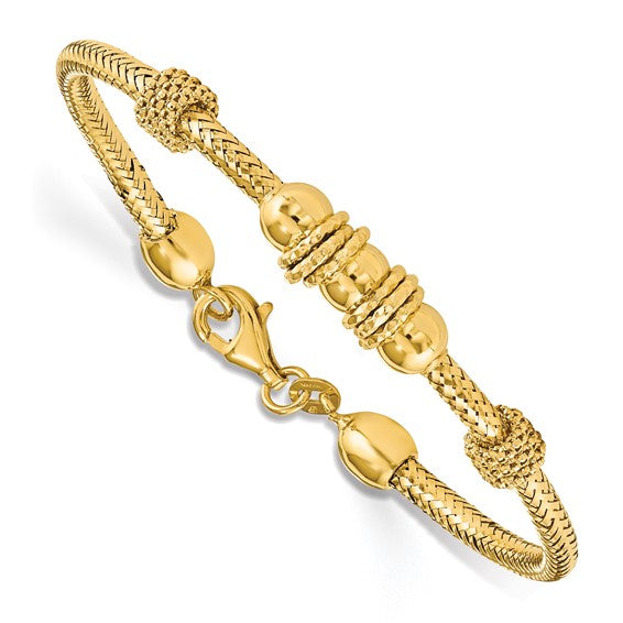 14KT Yellow Gold Polished and Textured Bracelet
