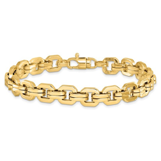 14KT Yellow Gold Men's Polished Fancy Link Bracelet