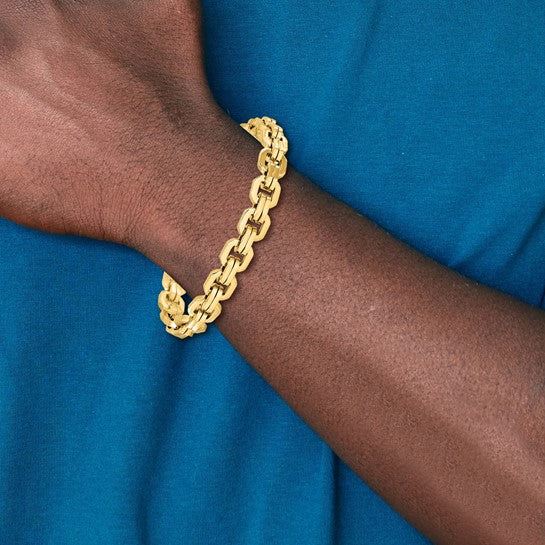 14KT Yellow Gold Men's Polished Fancy Link Bracelet