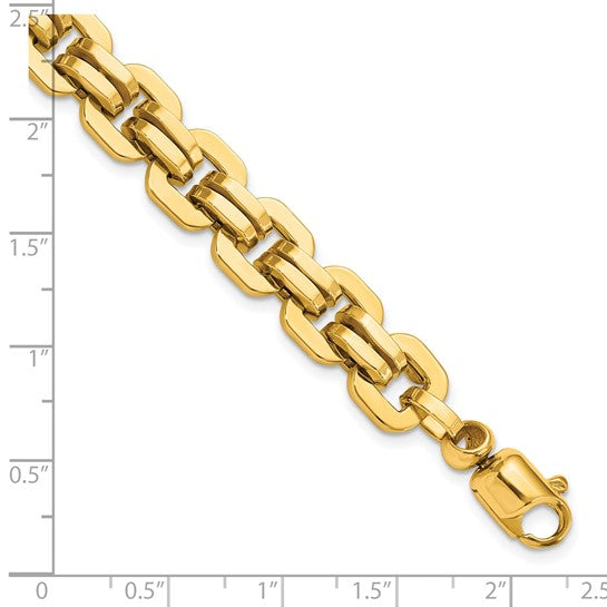 14KT Yellow Gold Men's Polished Fancy Link Bracelet