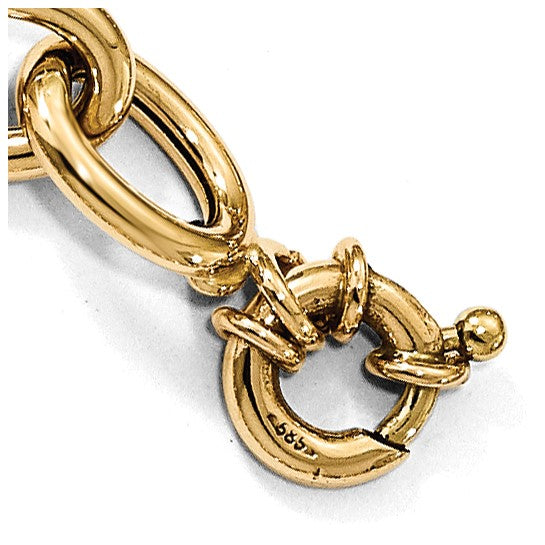 14KT Yellow Gold Polished Cable Oval Link Bracelet