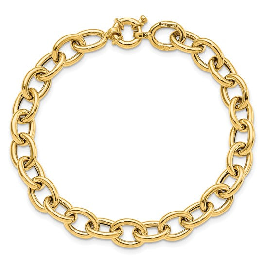 14KT Yellow Gold Polished Cable Oval Link Bracelet