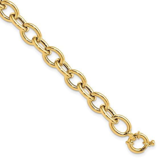 14KT Yellow Gold Polished Cable Oval Link Bracelet