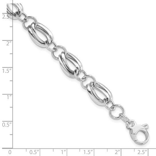 14KT White Gold Polished Fancy Link w/ .5 inch ext Bracelet