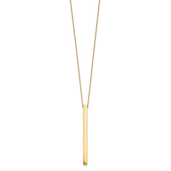 14KT Yellow Gold Polished Bar 2in ext. Necklace