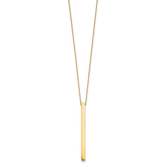 14KT Yellow Gold Polished Bar 2in ext. Necklace