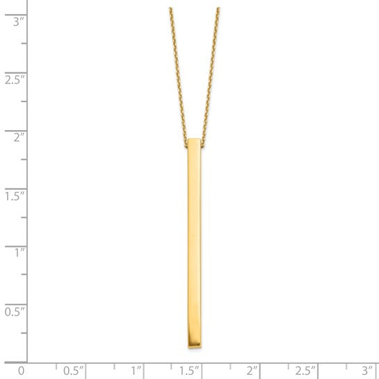 14KT Yellow Gold Polished Bar 2in ext. Necklace