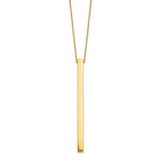 14KT Yellow Gold Polished Bar 2in ext. Necklace