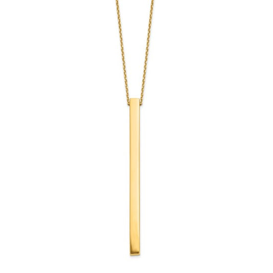 14KT Yellow Gold Polished Bar 2in ext. Necklace