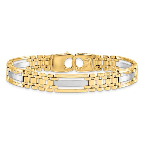 14KT Two-tone Polished and Satin Men's Bracelet