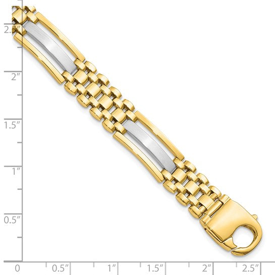 14KT Two-tone Polished and Satin Men's Bracelet