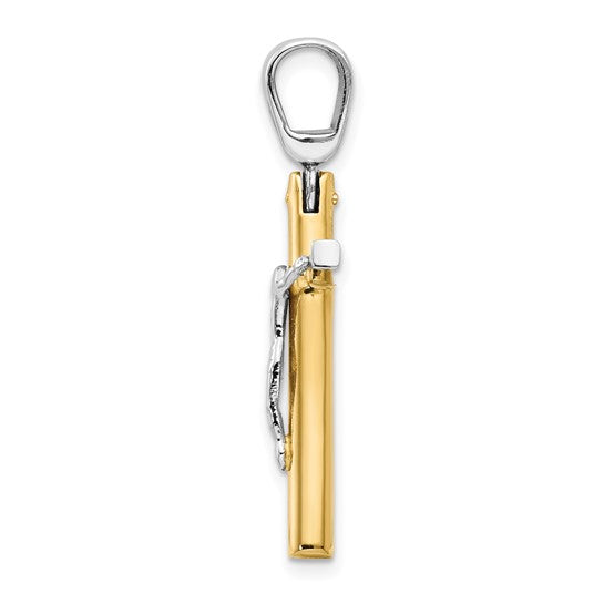 14kt Two-tone Polished Crucifix Pendant