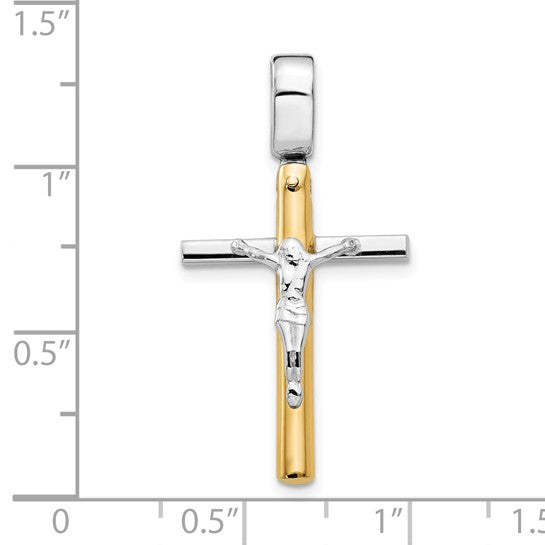 14kt Two-tone Polished Crucifix Pendant