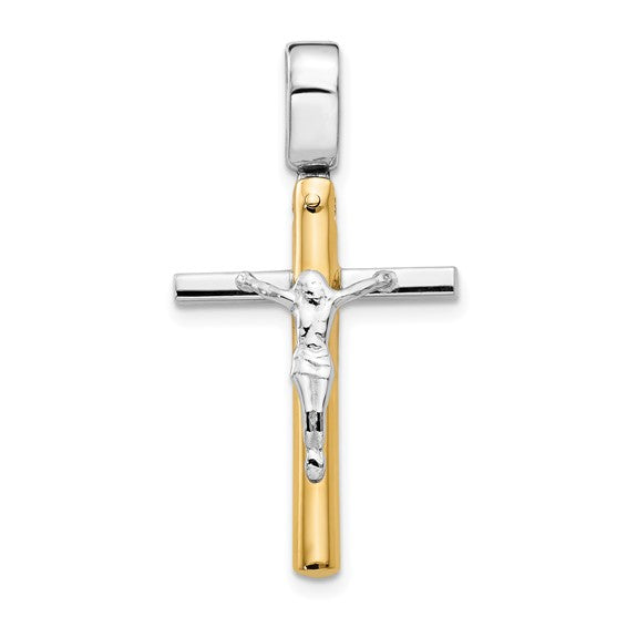 14kt Two-tone Polished Crucifix Pendant
