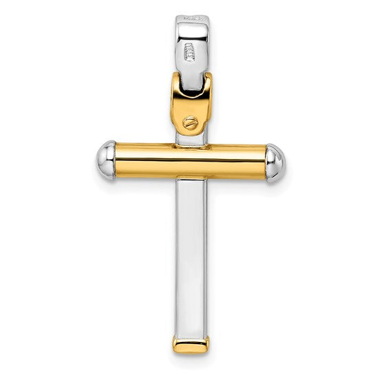 14KT Two-tone Polished Cross Pendant