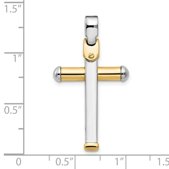 14KT Two-tone Polished Cross Pendant