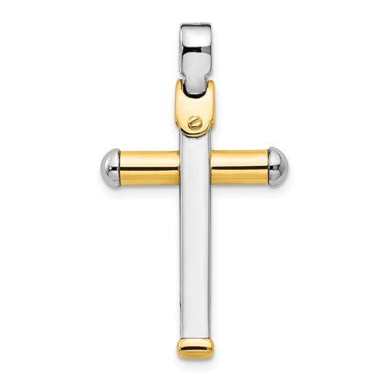 14KT Two-tone Polished Cross Pendant