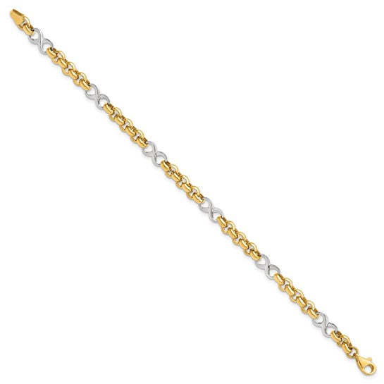 14KT Two-tone Polished Infinity Bracelet