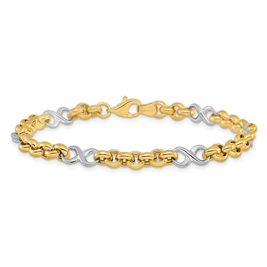 14KT Two-tone Polished Infinity Bracelet