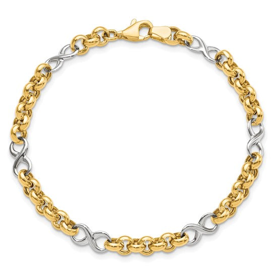 14KT Two-tone Polished Infinity Bracelet