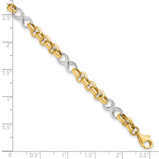 14KT Two-tone Polished Infinity Bracelet