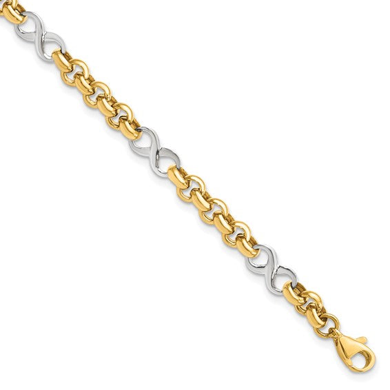 14KT Two-tone Polished Infinity Bracelet