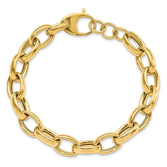 14KT Yellow Gold Polished Fancy Link 8in w/.5 ext. Bracelet