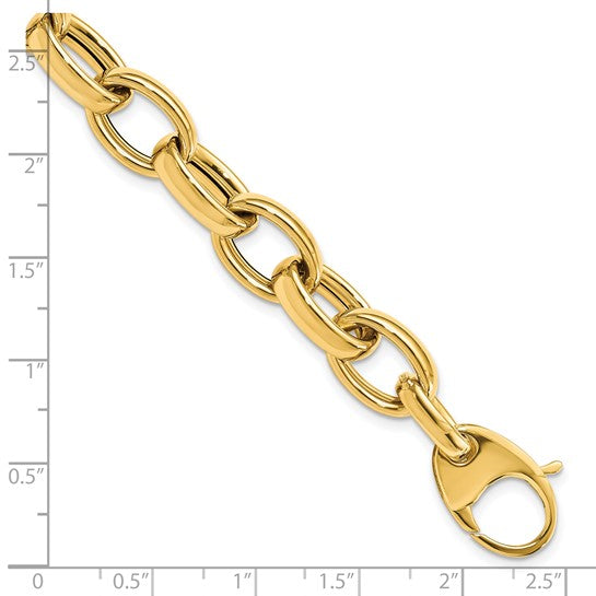 14KT Yellow Gold Polished Fancy Link 8in w/.5 ext. Bracelet