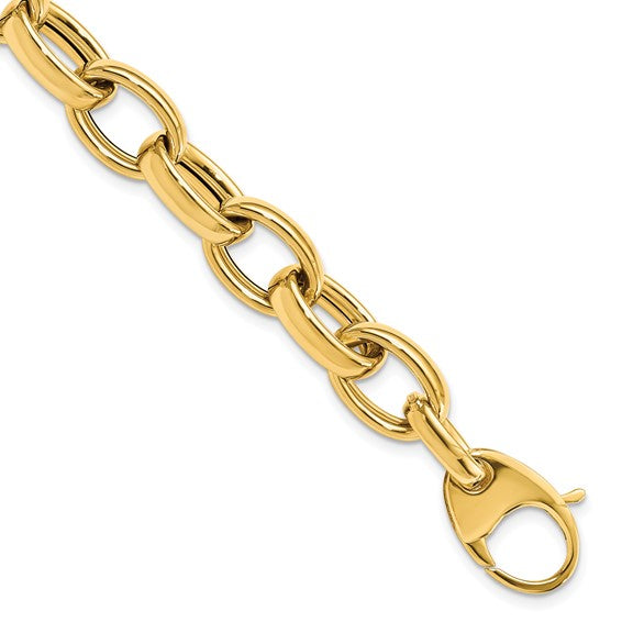 14KT Yellow Gold Polished Fancy Link 8in w/.5 ext. Bracelet