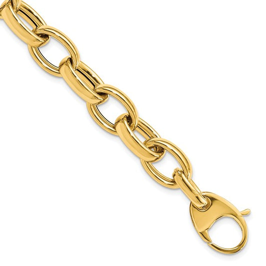 14KT Yellow Gold Polished Fancy Link 8in w/.5 ext. Bracelet