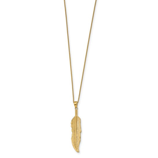14KT Yellow Gold Feather Pendant