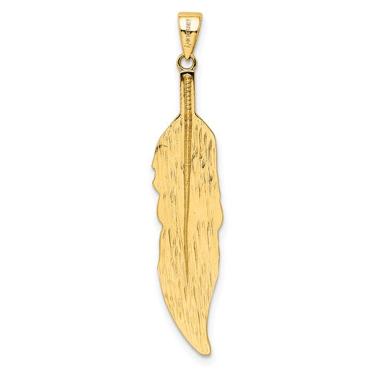 14KT Yellow Gold Feather Pendant