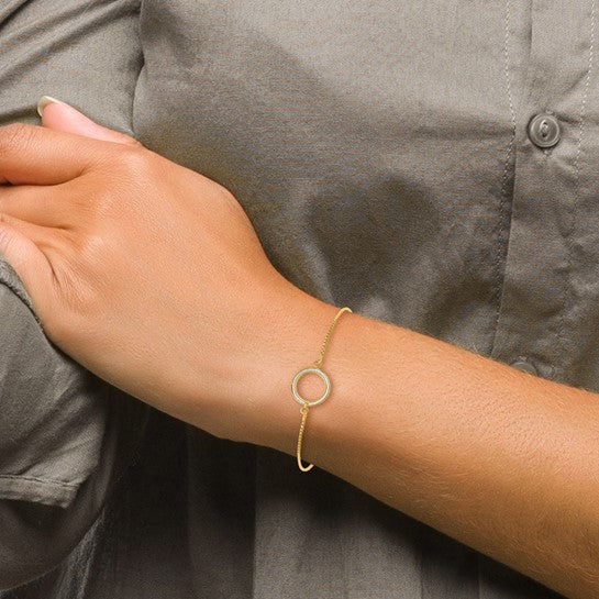 14KT Yellow Gold Polished Glimmer Infused Fancy Adjustable Bracelet