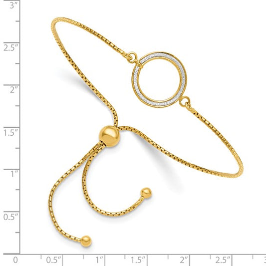 14KT Yellow Gold Polished Glimmer Infused Fancy Adjustable Bracelet