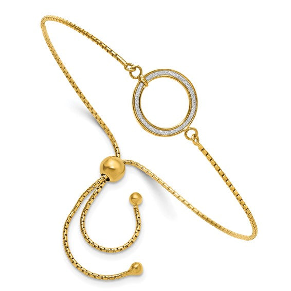 14KT Yellow Gold Polished Glimmer Infused Fancy Adjustable Bracelet