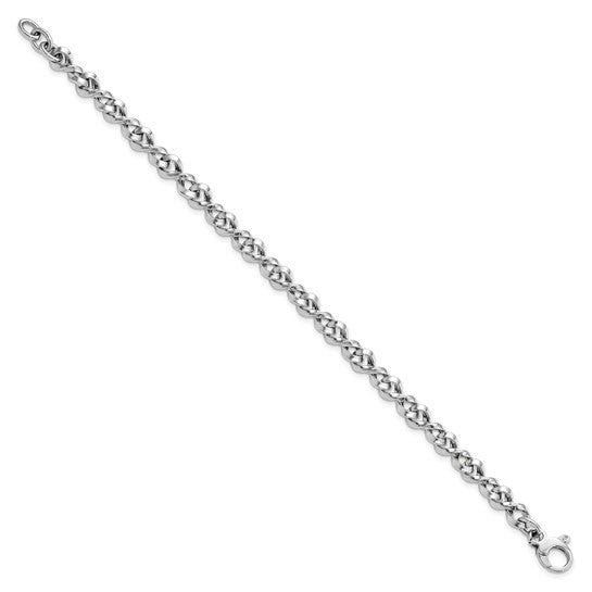 14KT White Gold Polished Fancy Twisted Link Bracelet