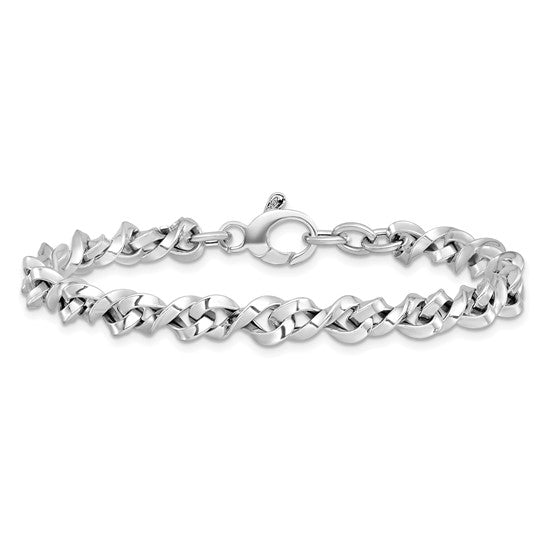 14KT White Gold Polished Fancy Twisted Link Bracelet