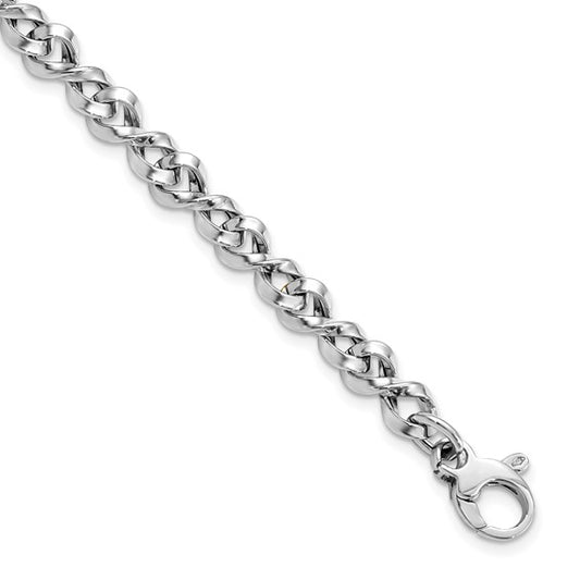 14KT White Gold Polished Fancy Twisted Link Bracelet