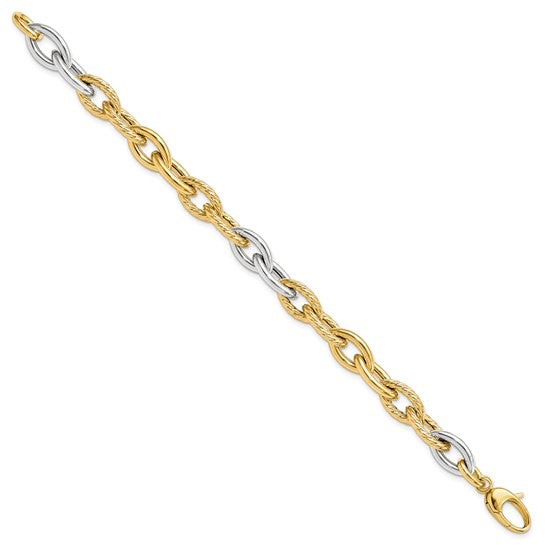 14KT Two-tone Polished Fancy Link Bracelet