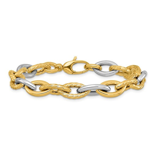 14KT Two-tone Polished Fancy Link Bracelet