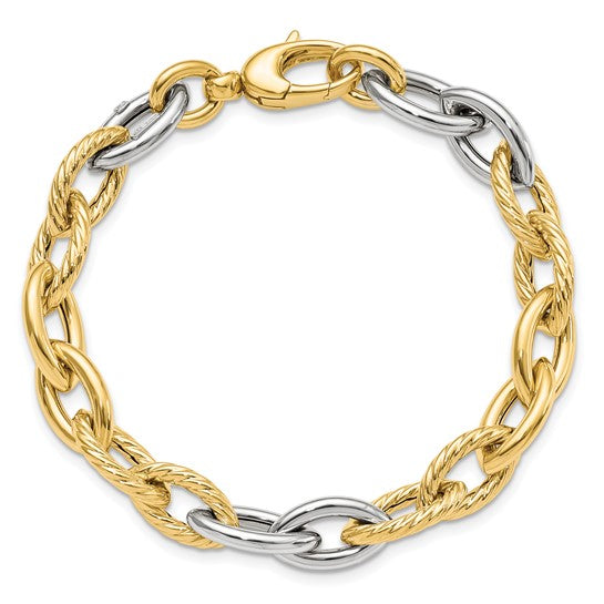 14KT Two-tone Polished Fancy Link Bracelet