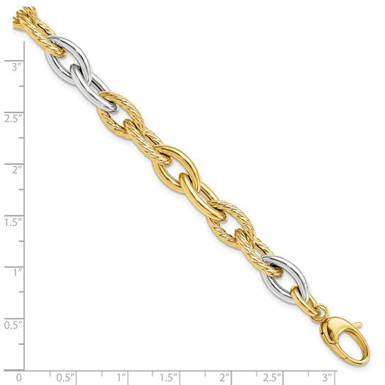 14KT Two-tone Polished Fancy Link Bracelet