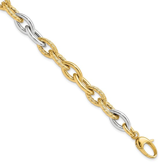 14KT Two-tone Polished Fancy Link Bracelet