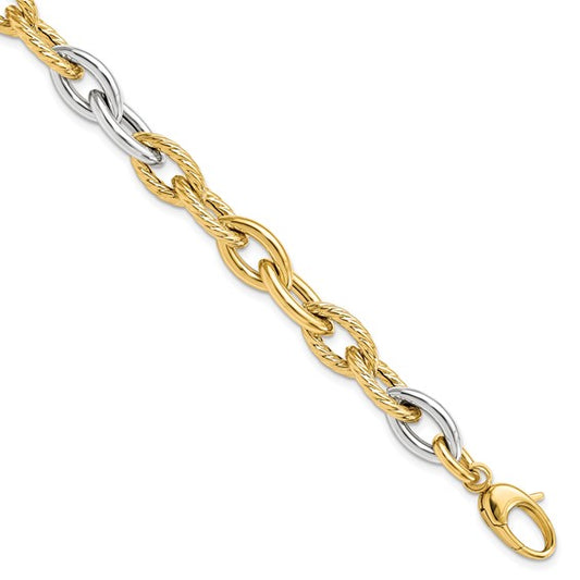 14KT Two-tone Polished Fancy Link Bracelet
